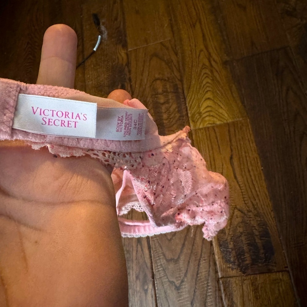 Victoria Secret Body By Victoria Unlined Demi Pink Lace Bra - Picture 3 of 5